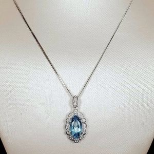Sterling Silver Topaz Crystal CZ Necklace